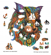 Rainbow Wooden Puzzle Pirate Cat (116 b)