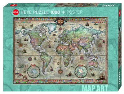 He29871 Retro World Map Art Rajko Zigic