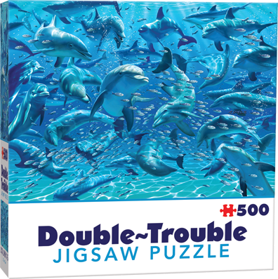 Dubbelsidigt Pussel Double Trouble Dolphins 500 b